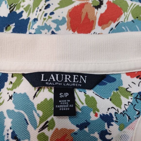 Lauren Ralph Lauren Polo Shirt Black Label Floral Short Sleeve Top Womens Small - Picture 5 of 6
